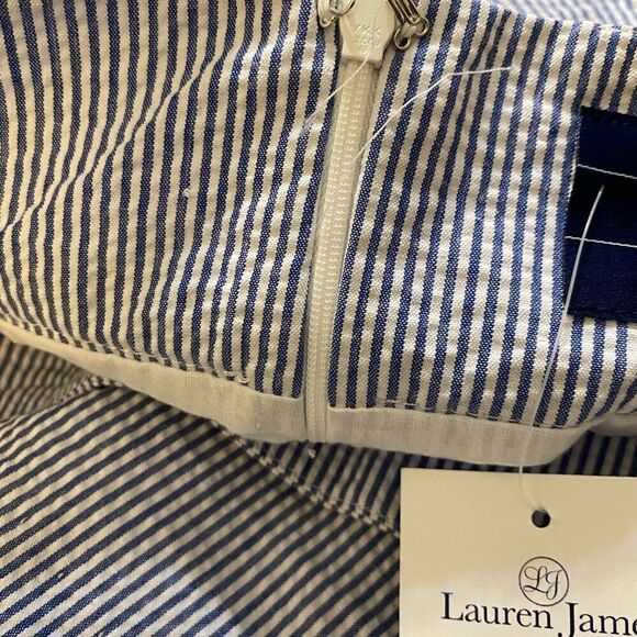 NWT Lauren James Pleated Blue and White Stripped Mini Skirt - Size M - Picture 7 of 8